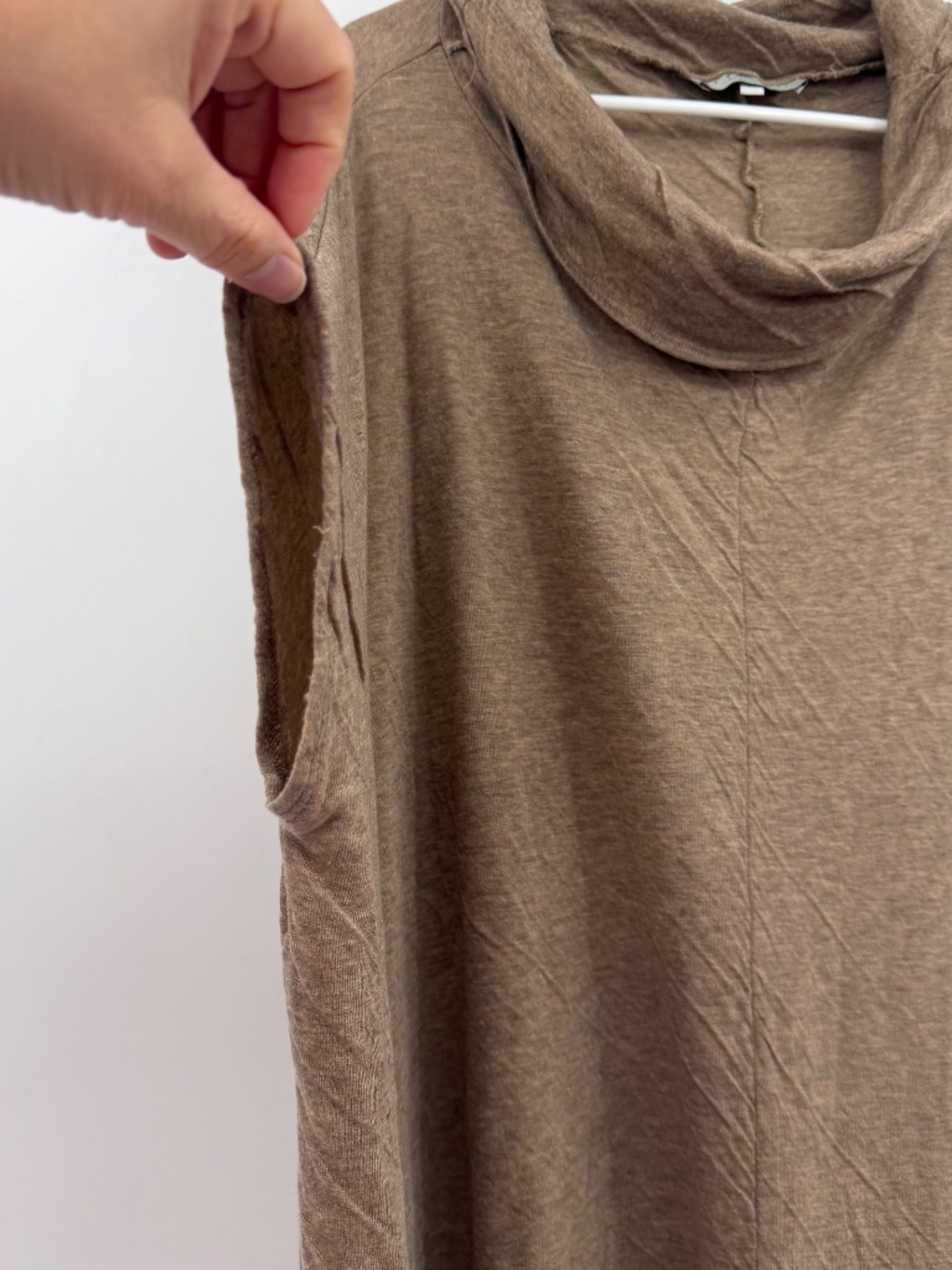 Bryn Walker Top Women Large Brown Short Sleeve Cowl Neck Lagenlook Knit Comfy - Picture 4 of 14